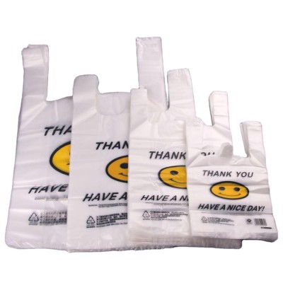 HDPE white plastic t-shirt bags