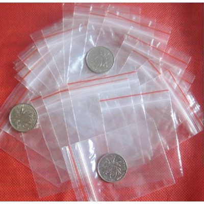 Skinny clear bags dime zip lock coin seal bag